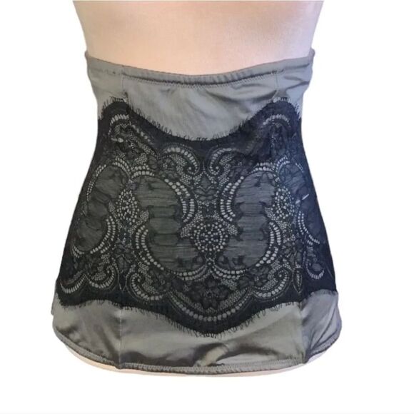 Maidenform Flexees Grey Black Lace Corset Waist Nipper Shaper Large - Picture 4 of 13